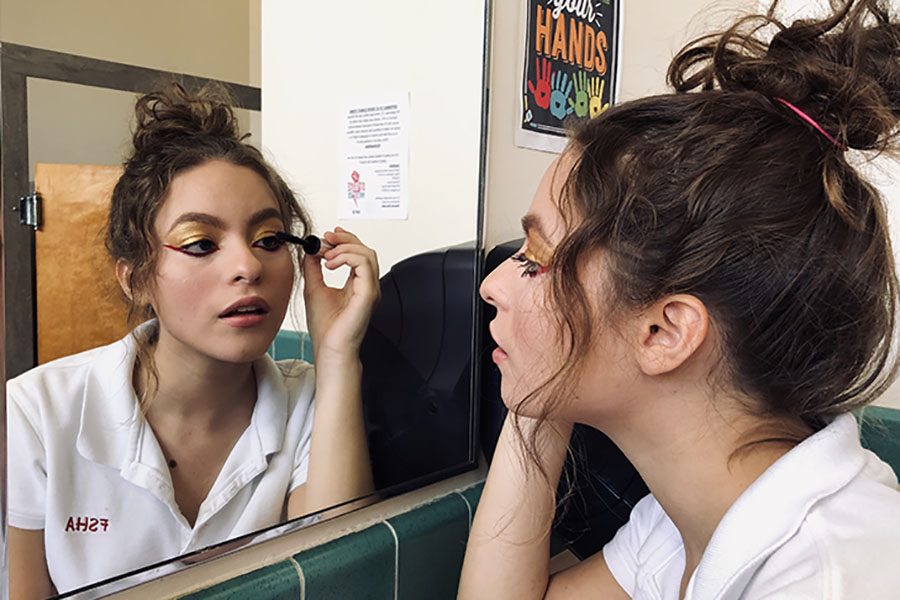 Senior Sam Godinez, inspired by Euphoria glam, puts on her best rendition of the iconic makeup looks of the show. 