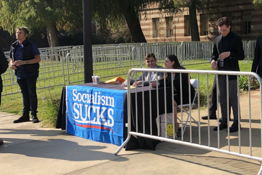 At a Turning Point USA event in October, UCLA Republicans peacefully express their thoughts on socialism. 