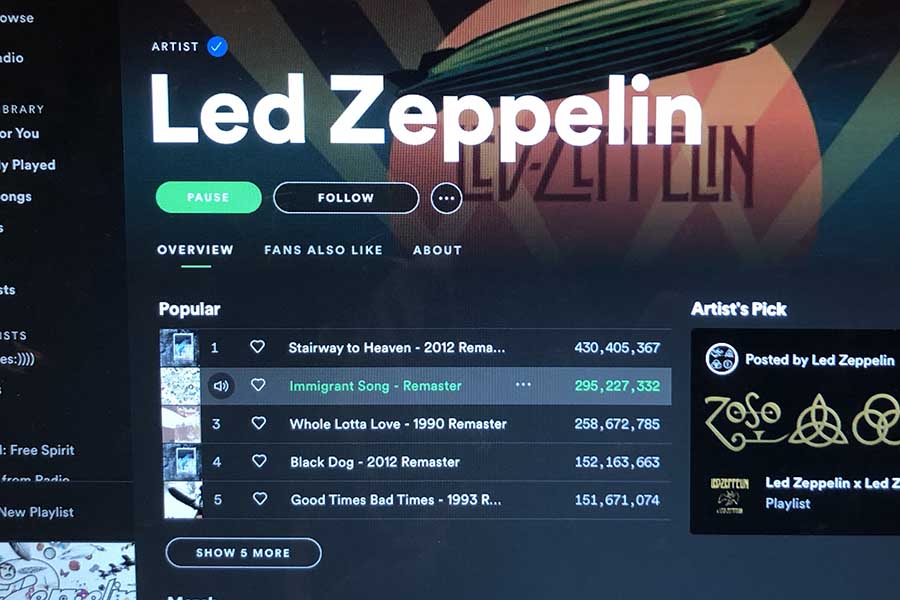 The author dives into Led Zeppelin on Spotify, starting, of course, with Stairway.