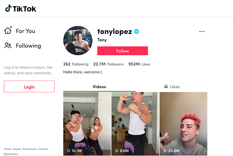 TikToker+Tony+Lopez+has+over+22+million+followers+and+952+million+likes+despite+the+fact+that+he+admitted+to+sending+inappropriate+messages+to+minors+online.+