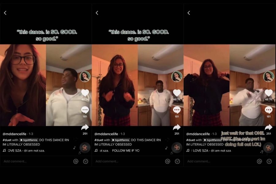 Pictured above is Tolog and TikToker Maia Driz-Diaz '22 duetting with Brandon Ramon (@bgottfanns). After posting the video, Driz-Diaz's follower count increased by 50%. 