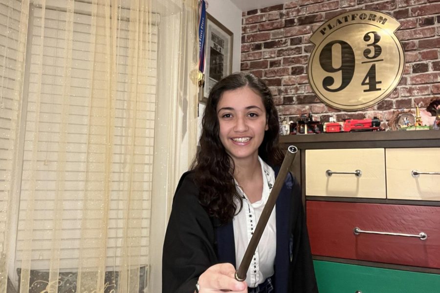 Meadow Mota ‘24, the co-president of the Potter Pals club at FSH, has her room decorated with a Harry Potter theme. 
