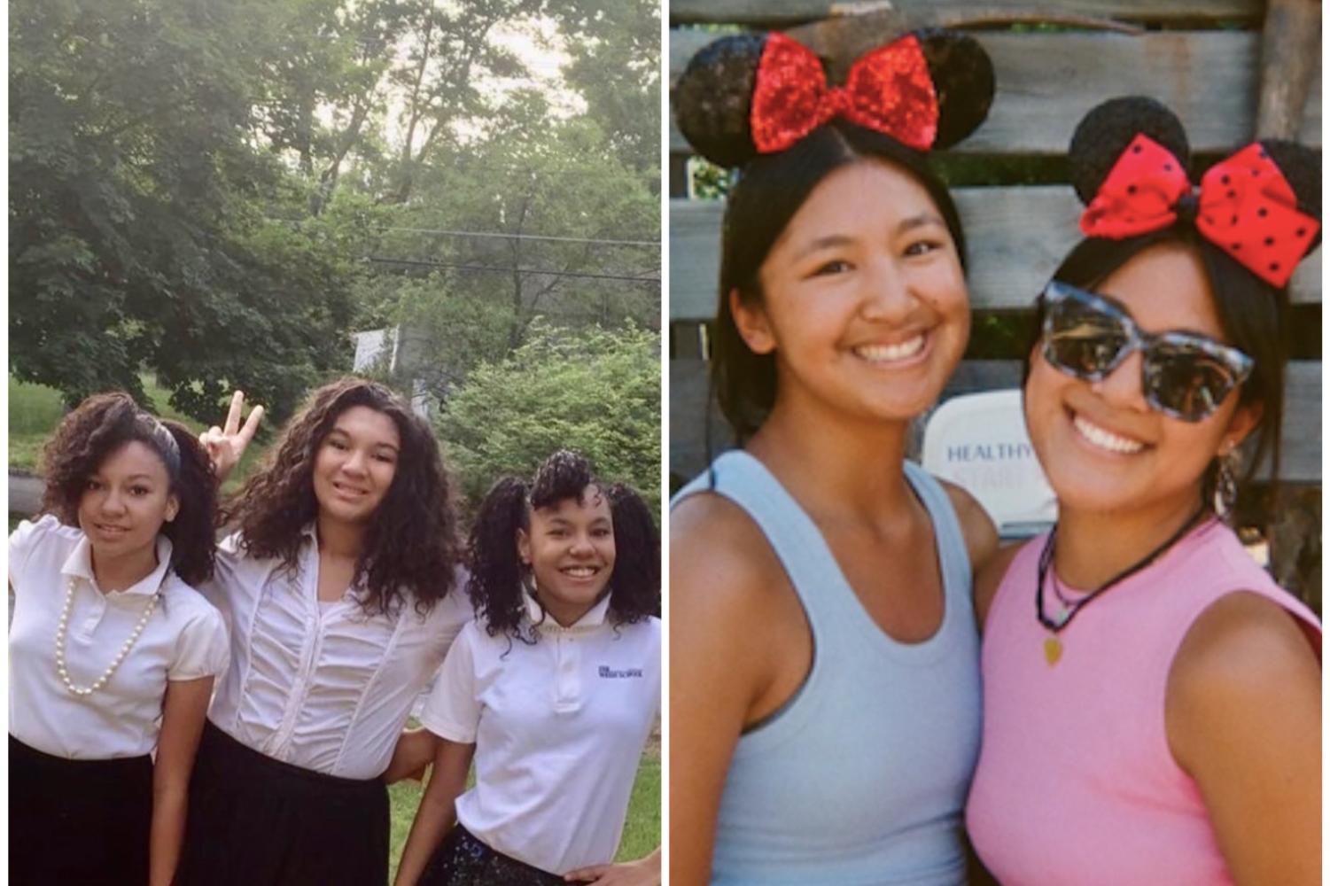 The Wilson triplets (left, Katie, Elizabeth and Victoria) pose in matching outfits while the Cao twins (right, Isabella and Angelina) couldn’t look more different in their Disneyland photo. Graduating will be a bittersweet moment for both sets of sisters as theyll have to split from one another as they head off to college. 