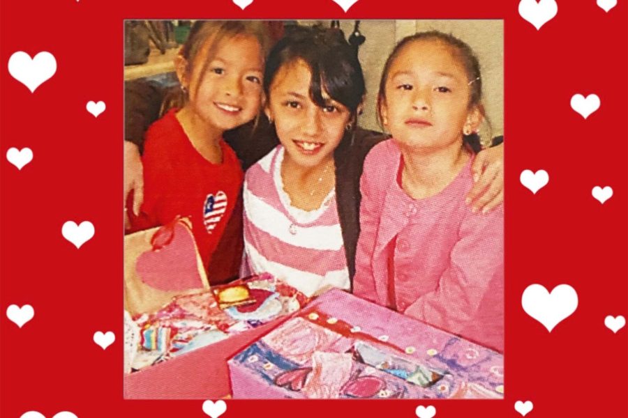 Ava Barraza ‘24 (right) feels super cool after celebrating Valentine’s Day at school, receiving candy and sweet notes. 