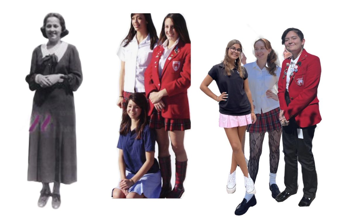 Audrey de Groot ‘24, Brynn Napierala ‘24, & Eliana Ventura’s 27 express their personal style with new uniform options while still following the dress code.