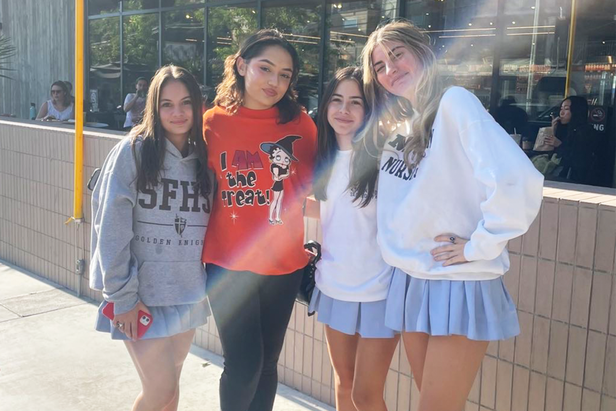 At the Silverlake store, Alina Perez ‘24, with FSHA alumnae Taylor Jordan and Lexi Smith, meets TikToker Avani. Photo by Maria Boutros 24