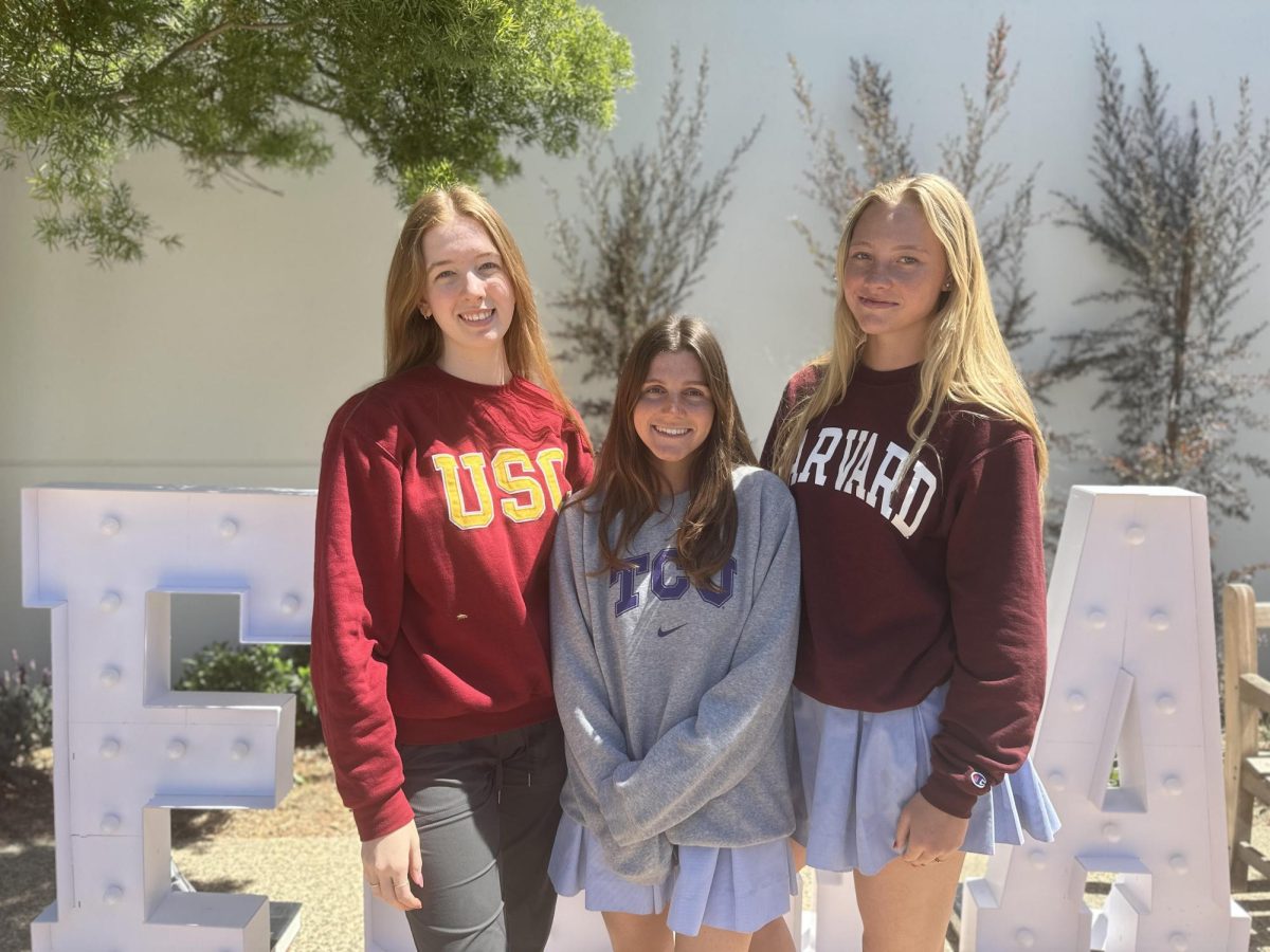 FSHA's funniest! From left to right: Lindsay Harahan '25, Grace Garrity '25, and Piper Scherbert '25 reflect on their years on the Comedy Sportz stage. Photo credits Lucia Lee '28.