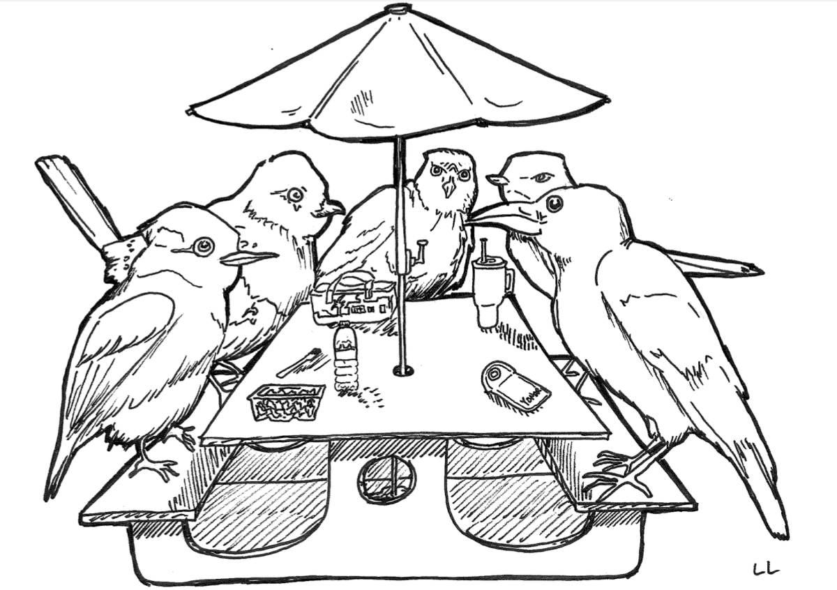 Chirping it up! Animated cartoon by Lucia Lee '28.
