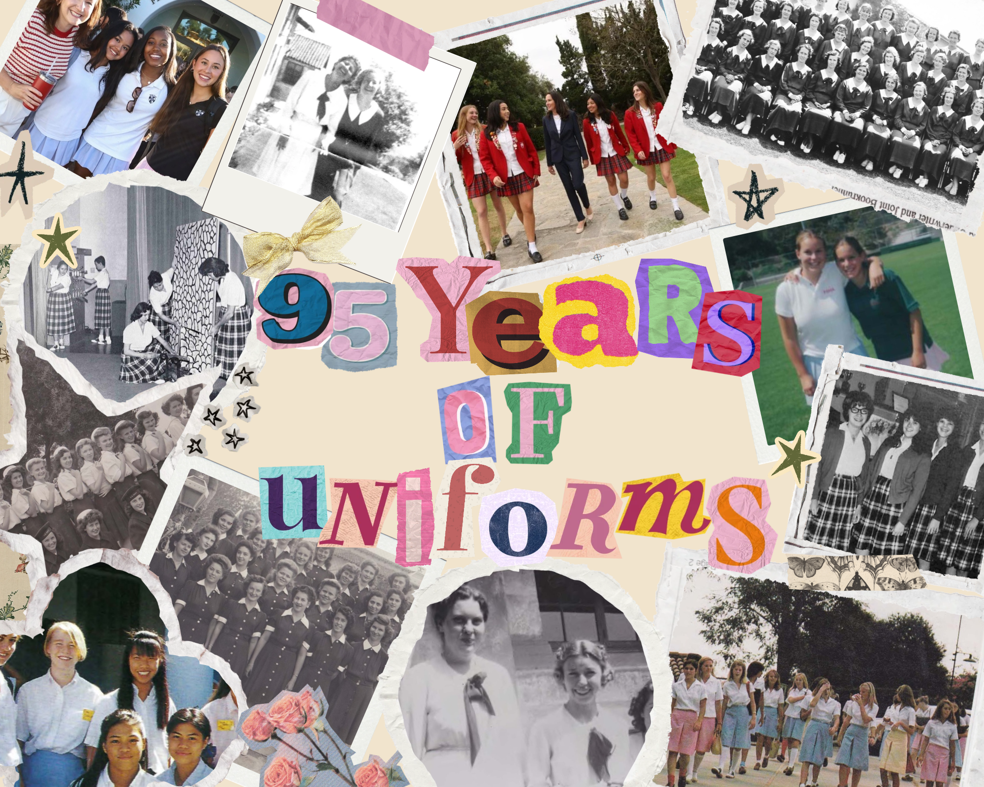 Collage of snapshots of different uniforms at FSHA over the years.